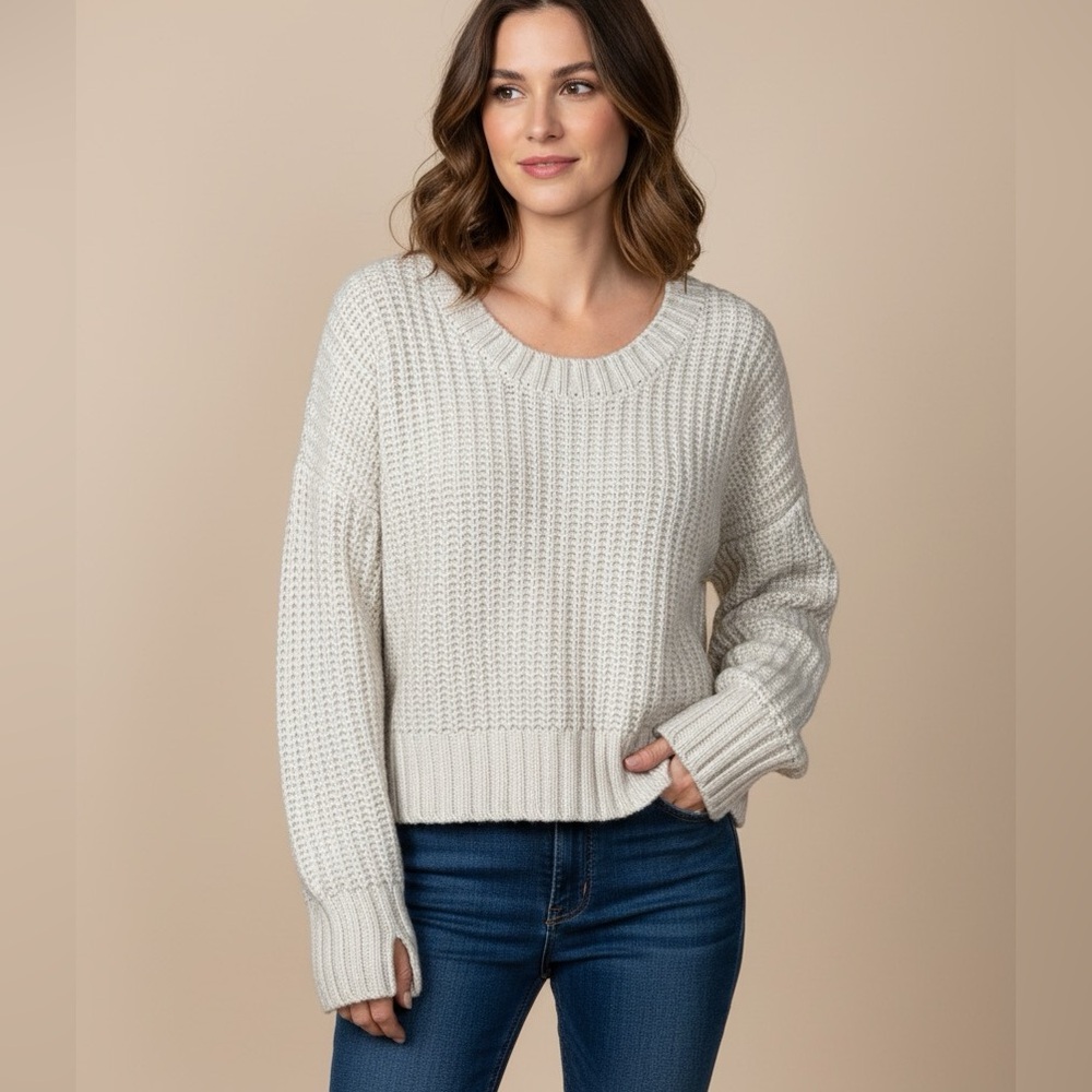Aerie Cropped Cream White Sweater
